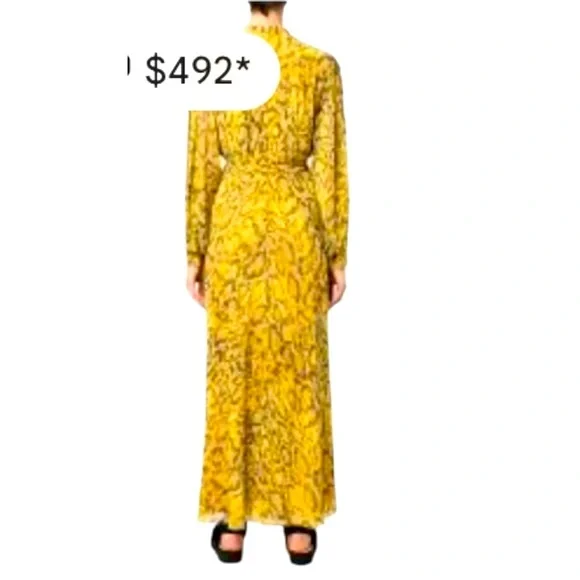 DVF Carter Yellow Snakeskin Belted Maxi Dress Medium - Picture 12 of 14